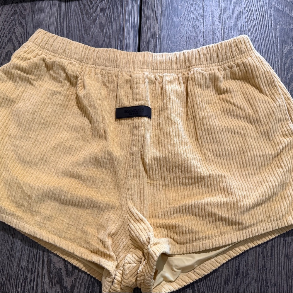 Essentials Light Yellow Corduroy Shorts